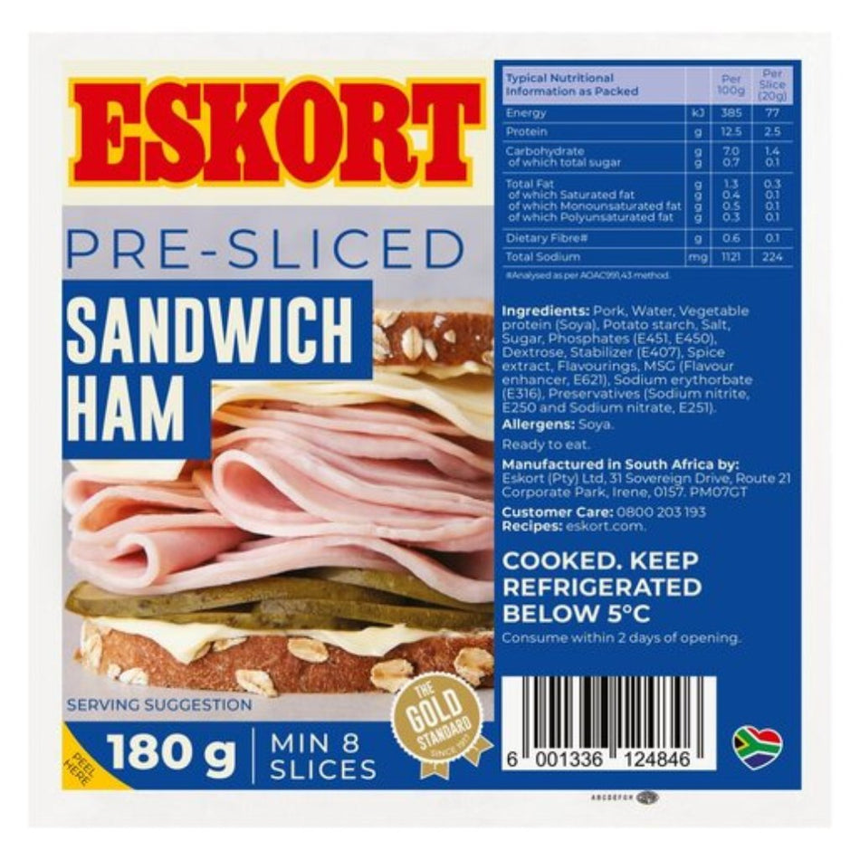 Eskort Sandwich Ham Sliced 180G