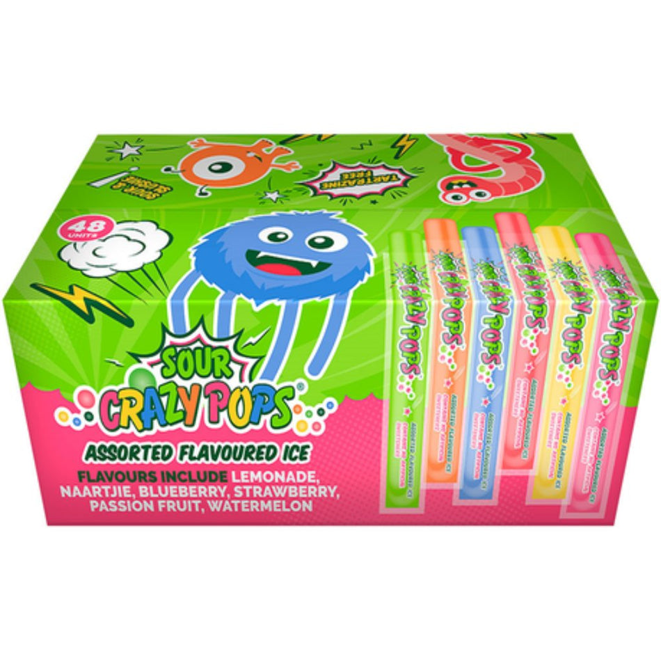 Crazy Pops Assorted Sour Ice Pops 48'S