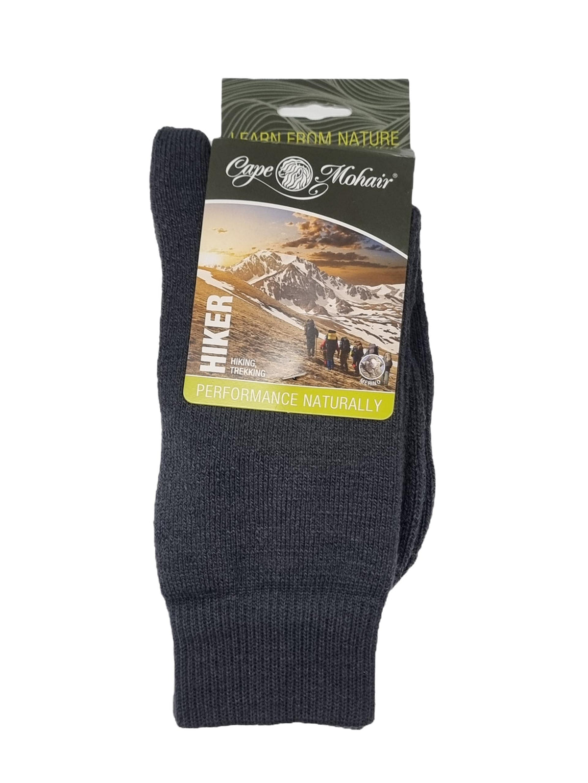 Cape Mohair sock  hiker 4-7 Charcoal