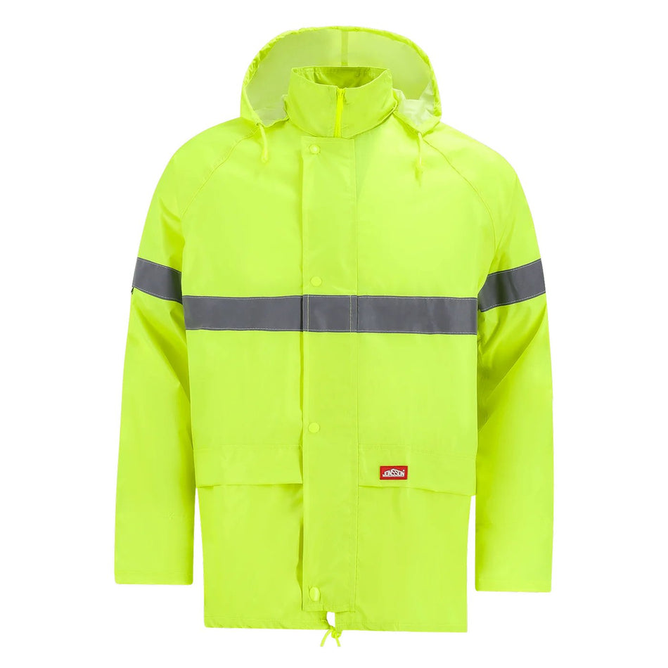Jonsson High Viz Rain Jacket With Tape Yellow