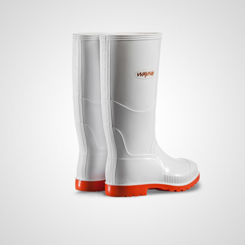 Wayne Gumboots Mens Knee White & Red