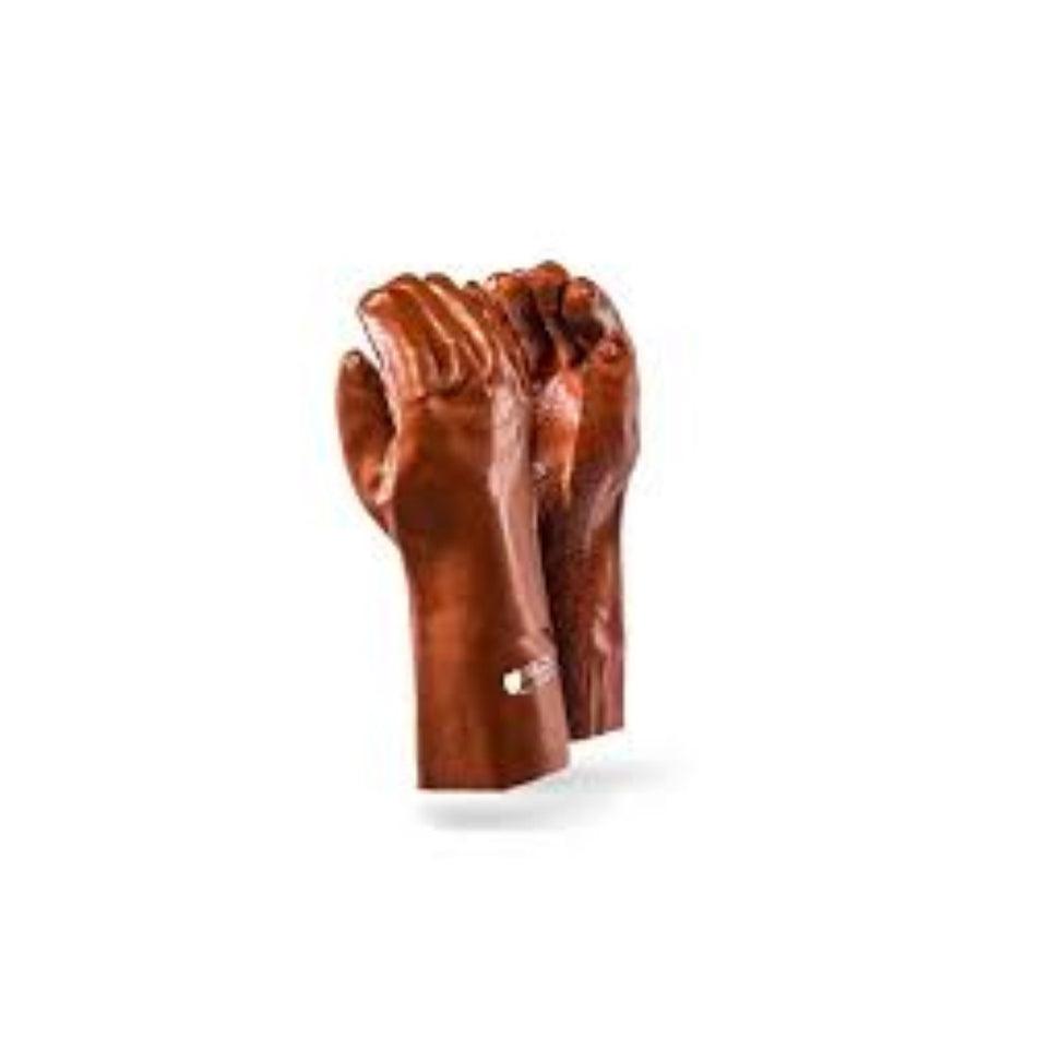 Gloves PVC Xtra Brown Rough Palm 27CM -