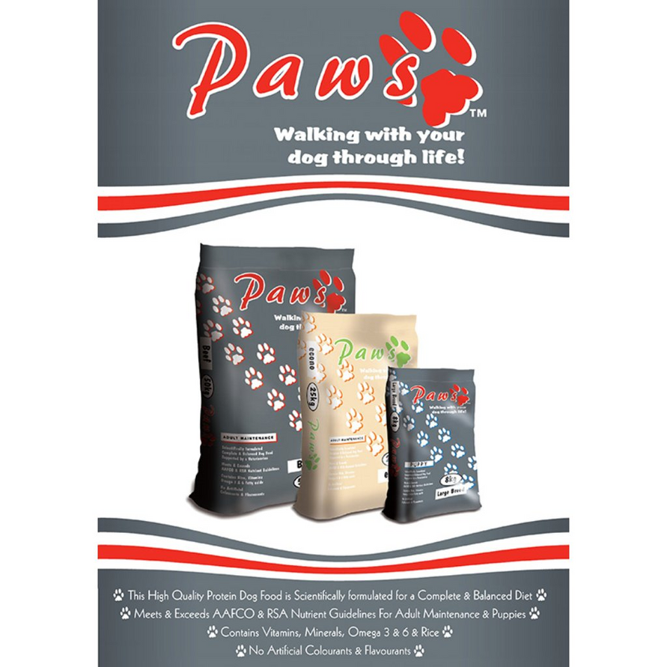 Paws Dog Food Beef Econo 20KG