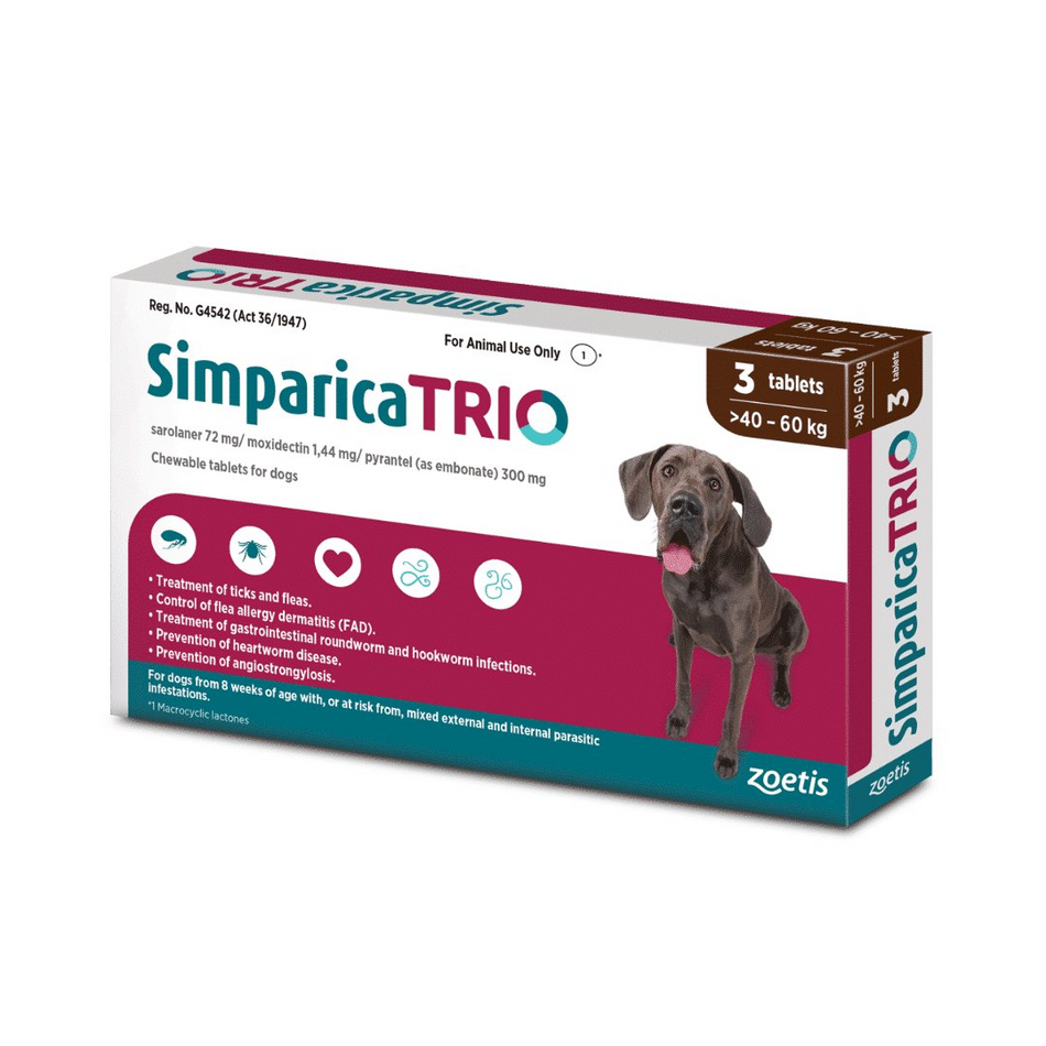 Simparica TRIO 40.1kg – 60kg Dark Brown for Dogs 3'S
