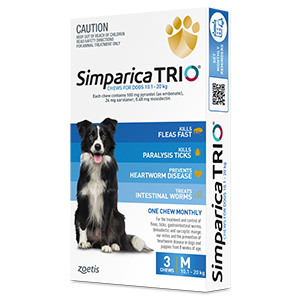 Simparica Trio 10.1KG - 20KG Blue For Dogs 3's