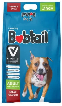 Bobtail Adult Dog Small/Medium Mini Chunks  Steak 8Kg -