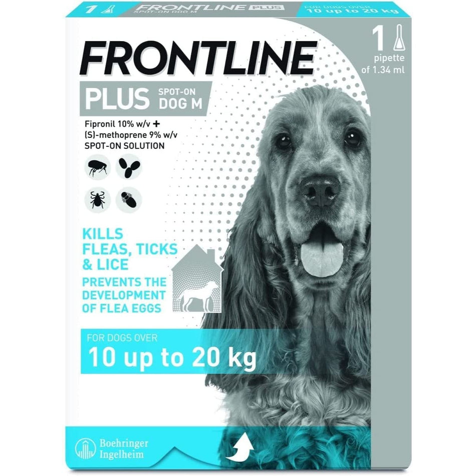 Frontline Plus Medium Dog Tick & Flea Treatment (10-20KG) 1 Pip