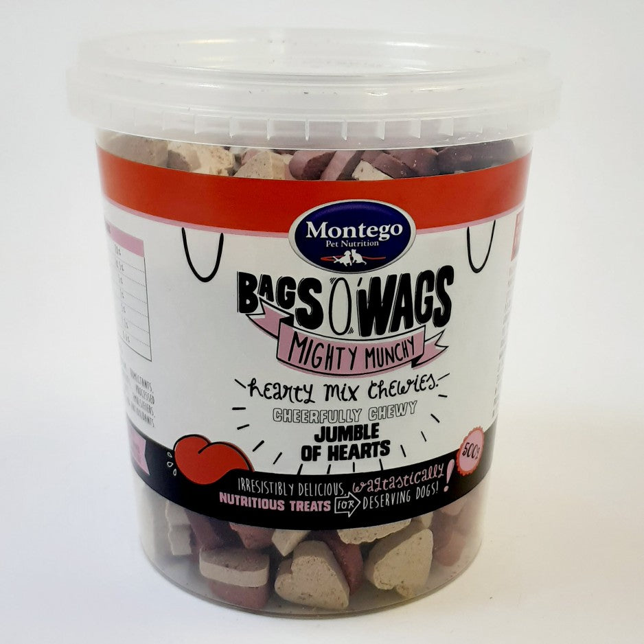 Montego Dog Treats Bags O WagS Mix Hearts 500G