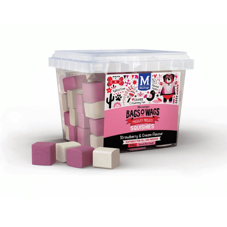 Montego Dog Treats Bags O Wags Squishies  500G Strawberry & Cream