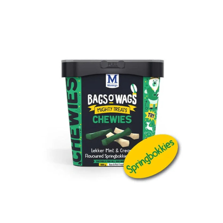 Montego Dog Treats Bags O Wags Springbokkie 500G