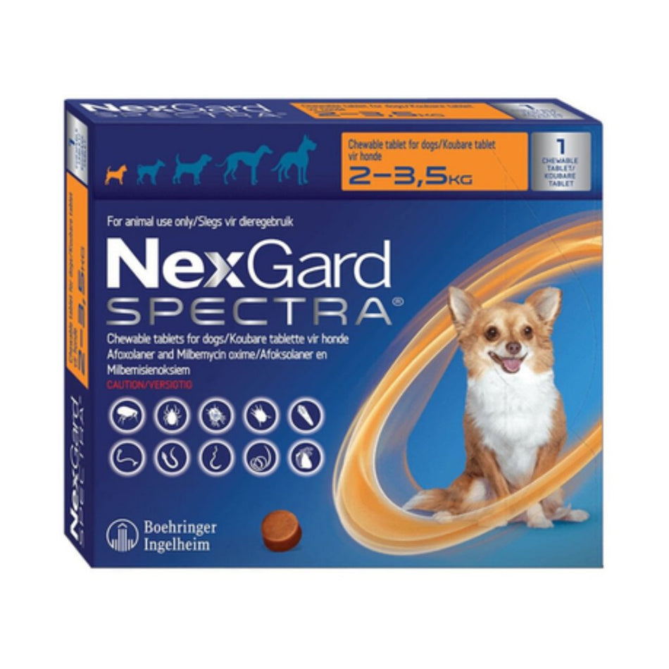 Nexgard Spectra Dog Chewable Tick & Flea Tablet (2-3.5Kg) 1 Tablet