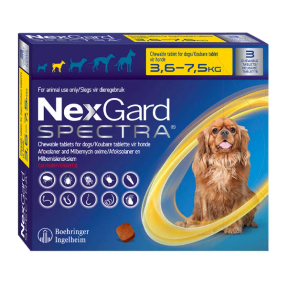 Nexgard Spectra Small Dog Chewable Tick & Flea Tablet (3.6-7.5Kg) 3 Tablets