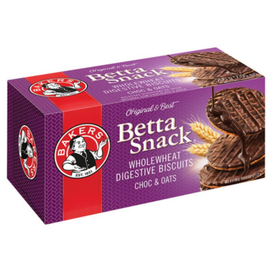 Bakers Biscuits Betta Snack Choc & Oats 200G