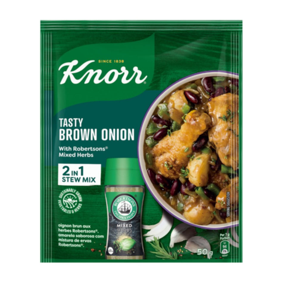 Knorr Tasty Brown Onion Soup 2-in-1 Stew Mix with Robertsons Mixed Herbs 50G