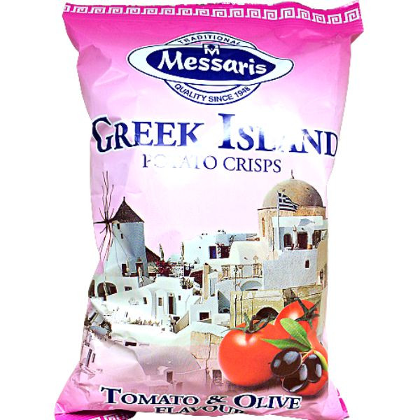 Messaris Greek Island Tomato & Olive Potato Chips 125g