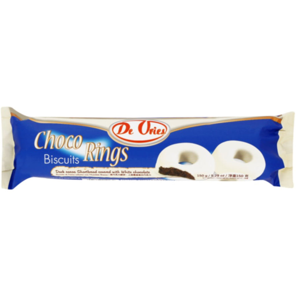 De Vries White Chocolate Choco Rings Biscuits 150G
