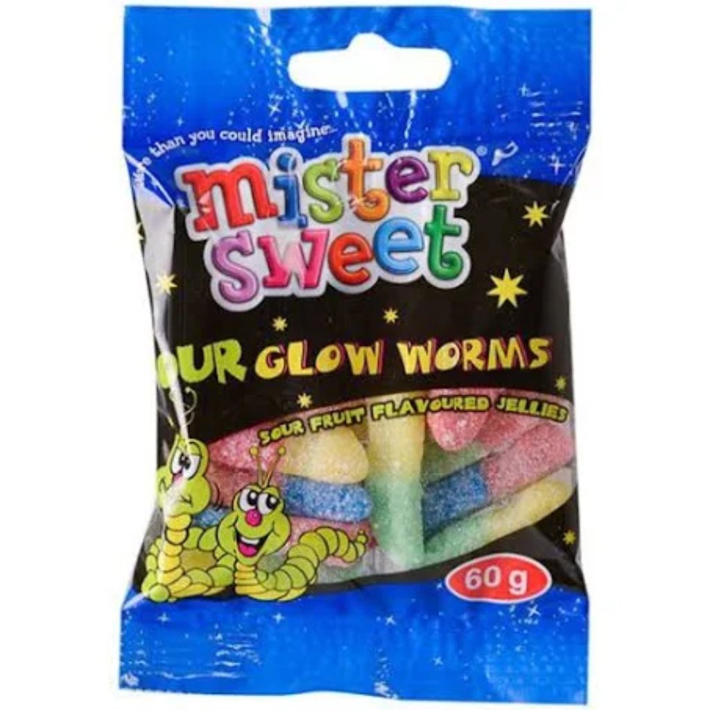Mister Sweet Sour Glow Worms 60G -