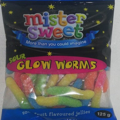 Mister Sweet Sour Glow Worms 125G -
