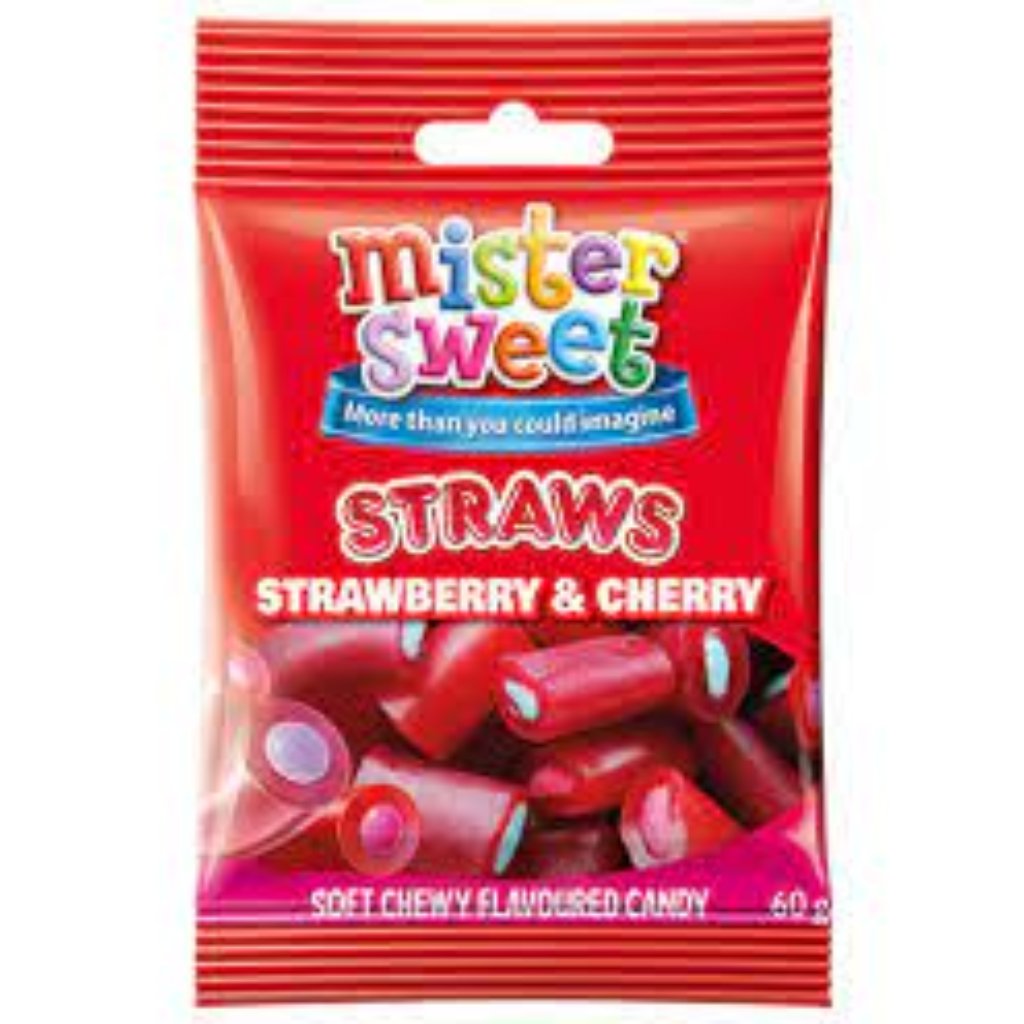Mister Sweet Cherry & Berries Straws 60G -