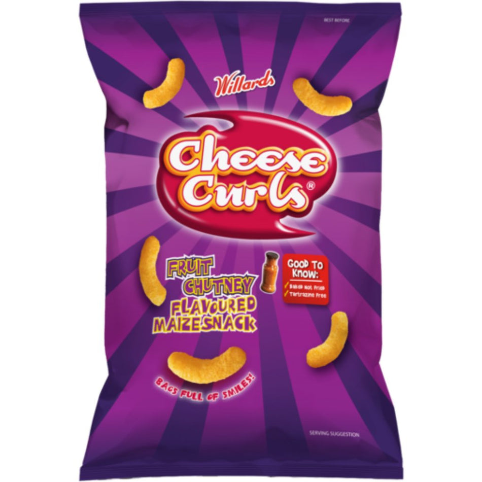 Willards Maize Snack Cheese Curls Fruit Chutney 90G