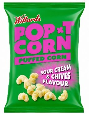 Willard's Puffed Pop T Corn Sour Cream & Chives 80g