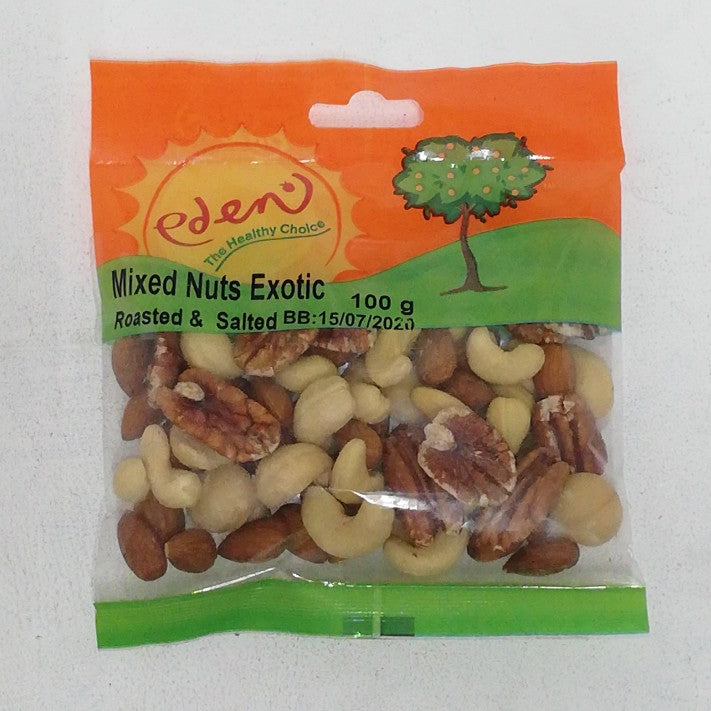 Eden Mixed Nuts Exotic Redskin Roasted & Salted 100G -