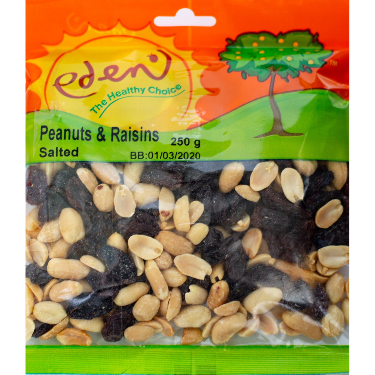 Eden Peanuts & Raisins Salted 250G -