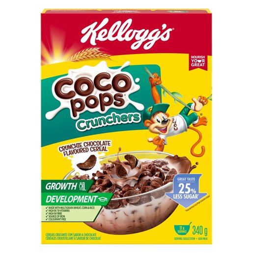 Kellogg's Cereal Coco Pops Crunchers Less Sugar 340G -