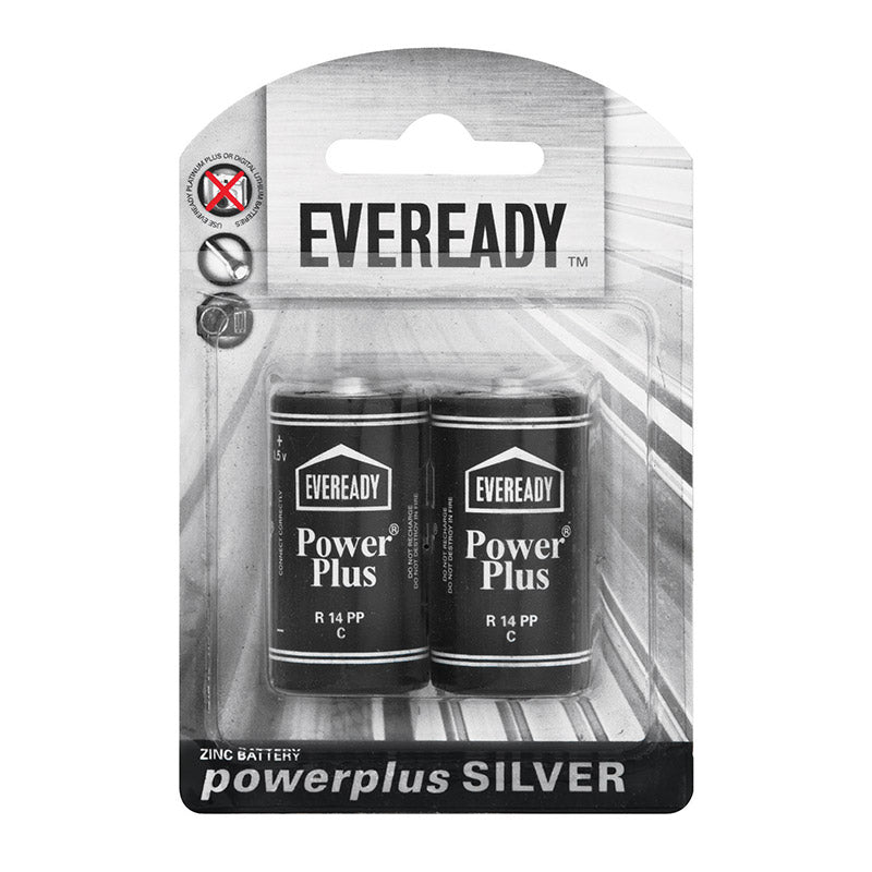Eveready Battery Powerplus Silver Zinc C 2'S