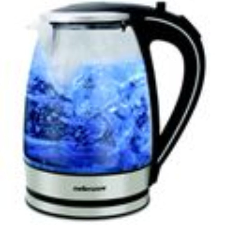 Mellerware 360 Degree Cordless Glass Kettle Silver 1.8L -