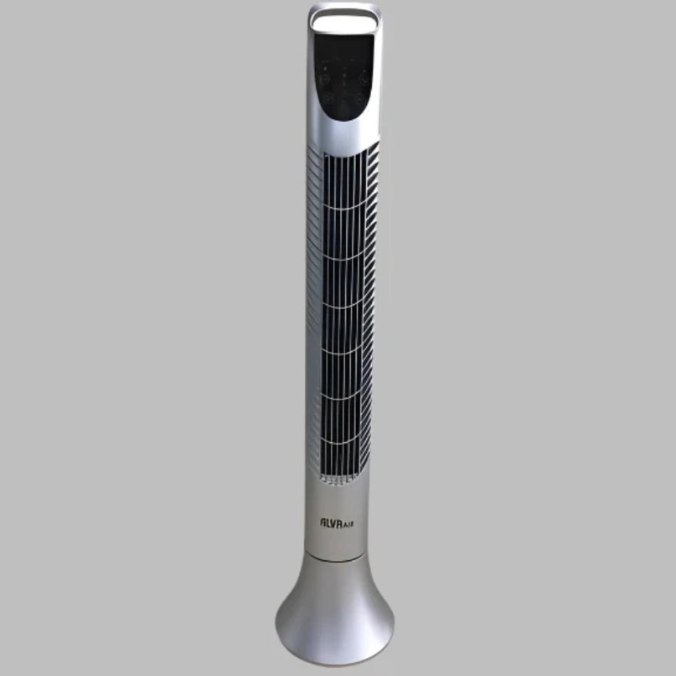 Alva Plastic Tower Fan With Remote Silver