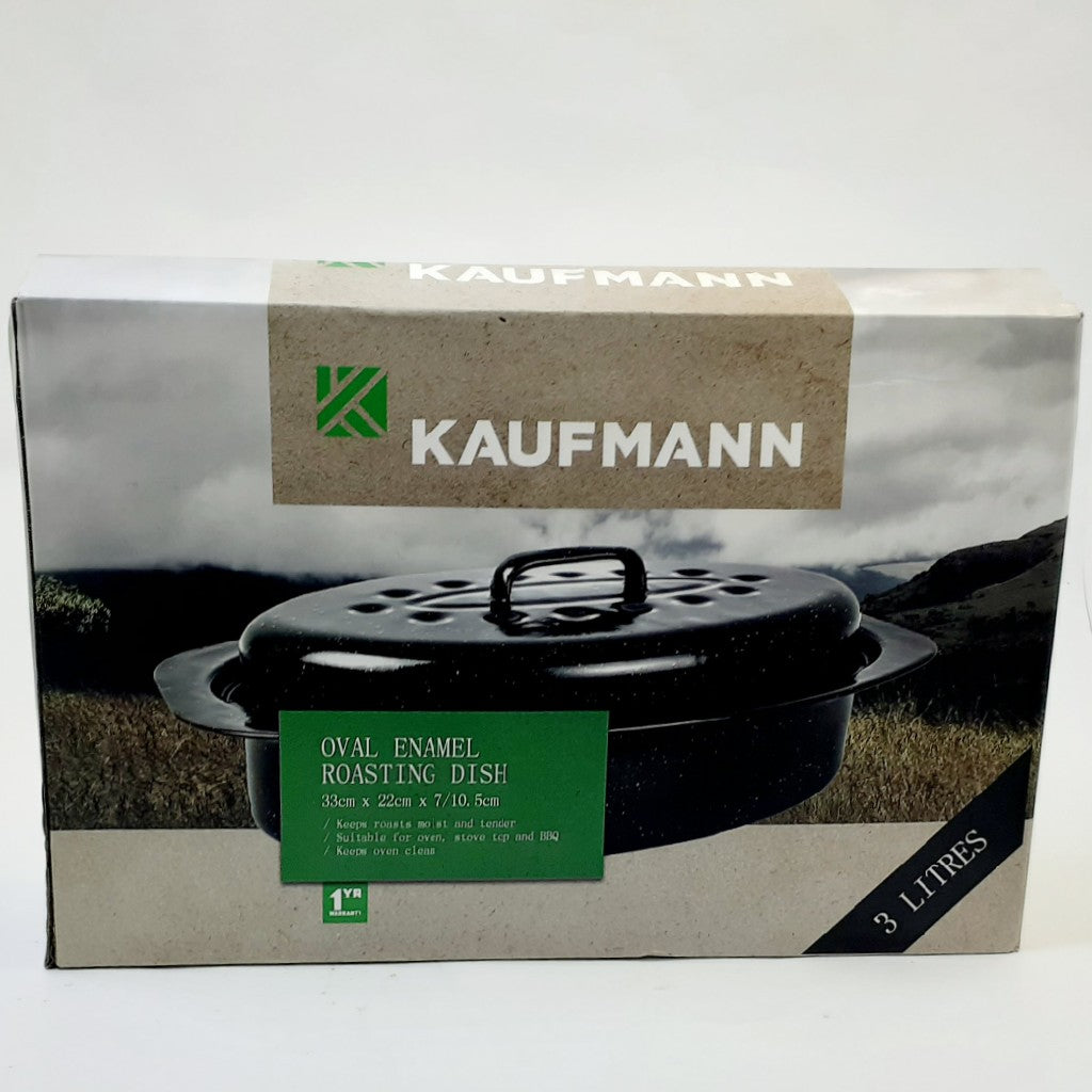 Kaufmann Oval Enamel Coated Pan + Lid 3L -