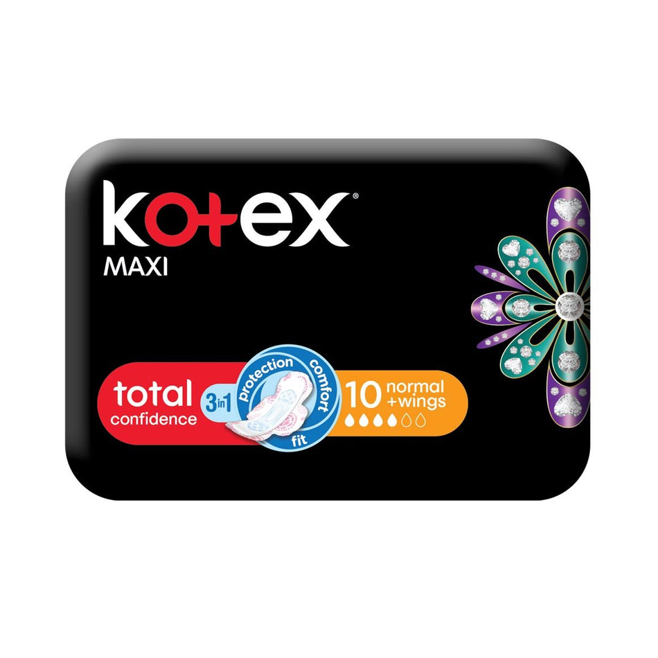 Kotex Sanitary Pads Maxi Normal Wings 10 Pack