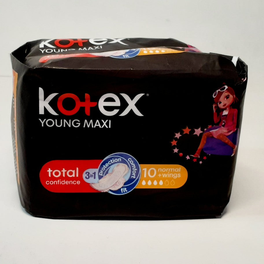 Kotex Sanitary Pads Young Maxi Normal Wings 10 Pack