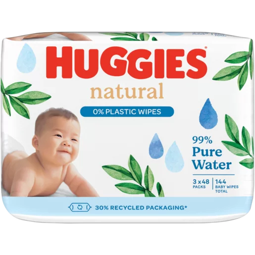 Huggies Baby Wipes Natural 3 x 48 Pack -