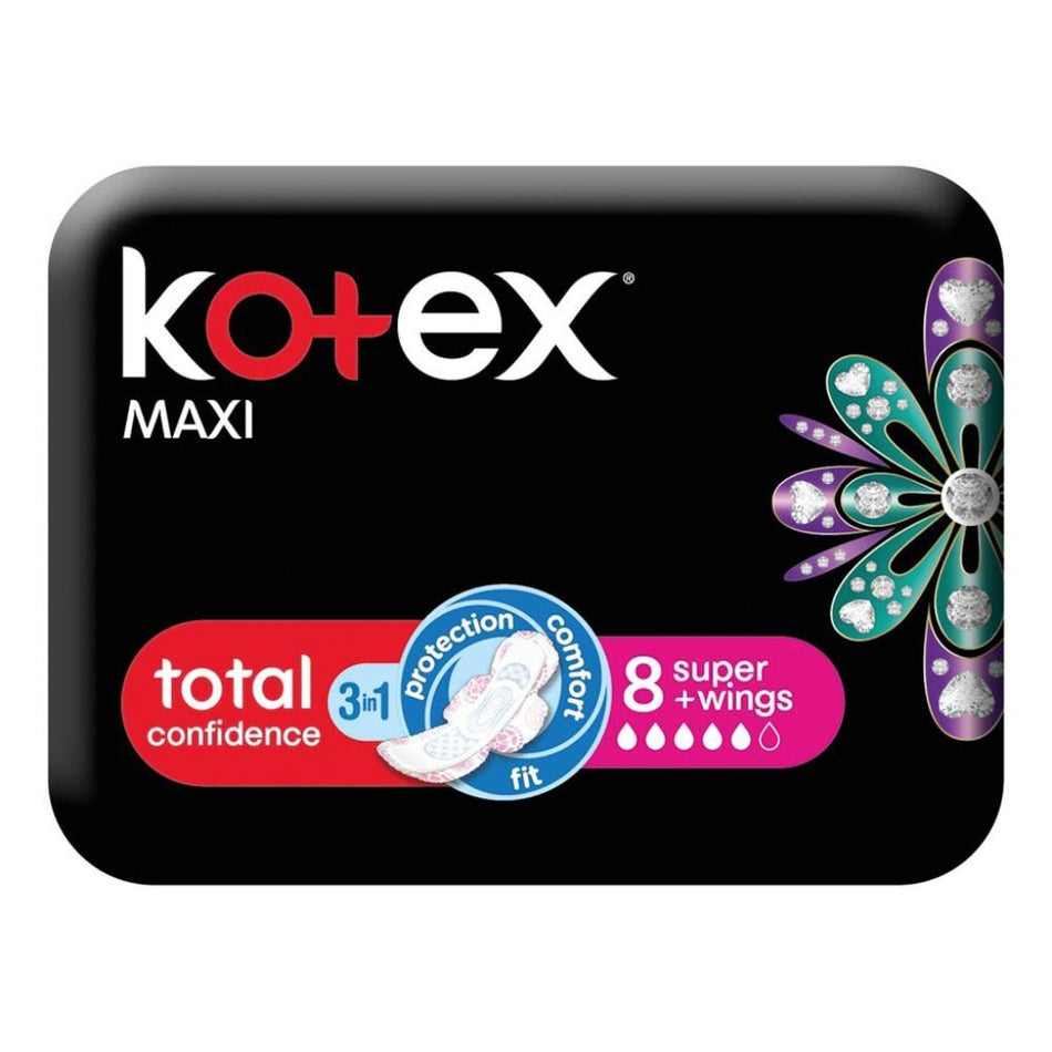 Kotex Maxi Protect Super Pads With Wings 8 Pack