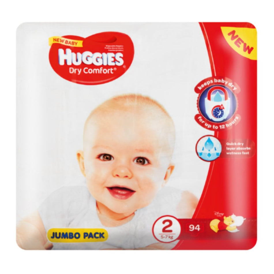 Huggies Dry Comfort Size 2 Value Pack- 94 Nappies