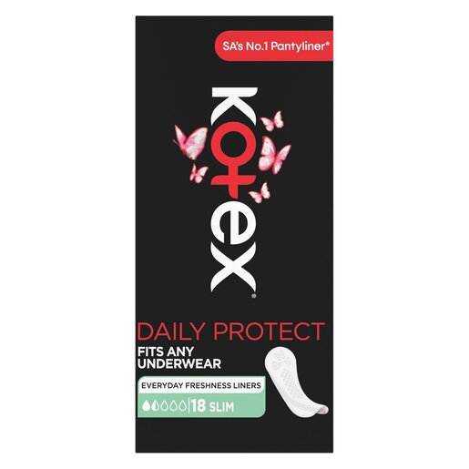 Kotex Daily Protect Unscented Slim Pantyliners 18 Pack -
