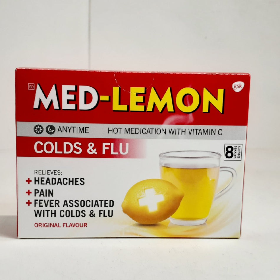Med-Lemon Original Flavour Hot Medicine 8 Pack