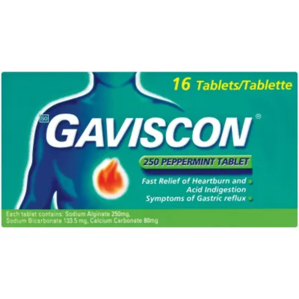Gaviscon Peppermint Antacid Tablets 16'S