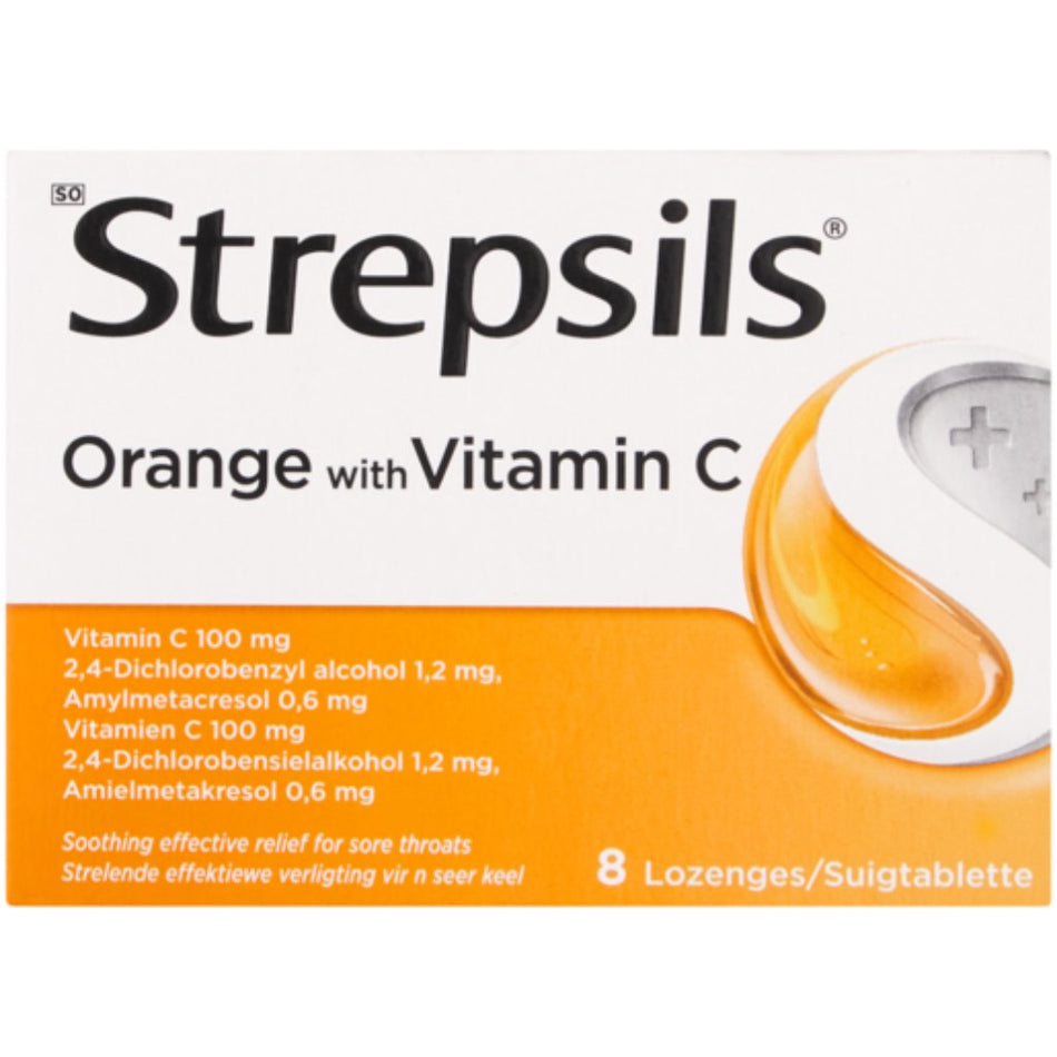 Strepsils Lozenges Orange With Vitamin C 8'S