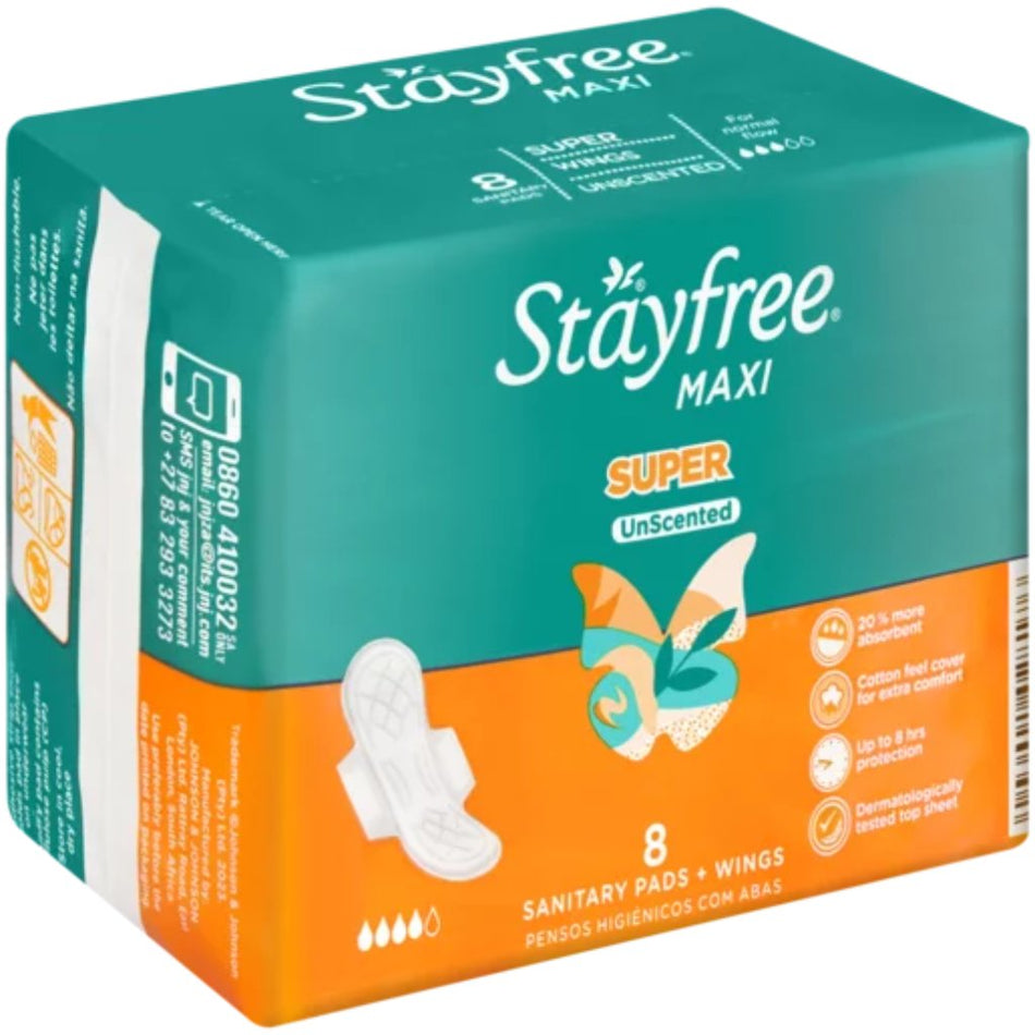 Stayfree Sanitary Pads Super Wings Unscented 8'S