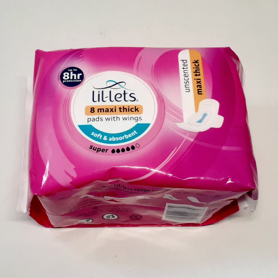 Lil-Lets Super Maxi Thick Pads With Wings 8'S Unscented