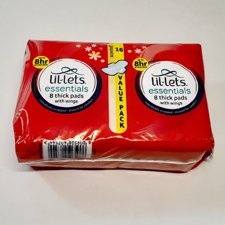 Lil-Lets Essentials Scented Winged Thick Pads 16'S -