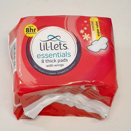 Lil-Lets Essentials Thick Pads With Wings 8'S Scented