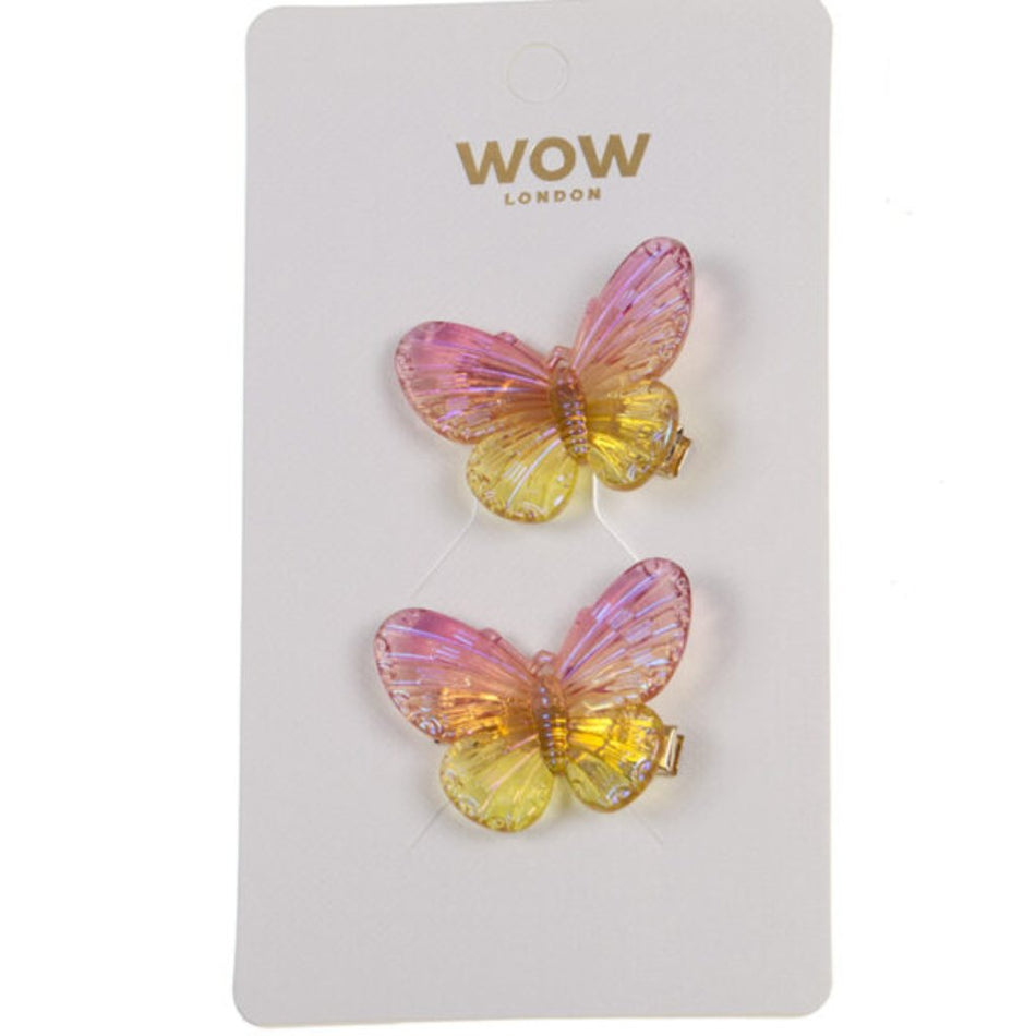 Wow Butterfly Hair Clip Pink & Yellow 008915A