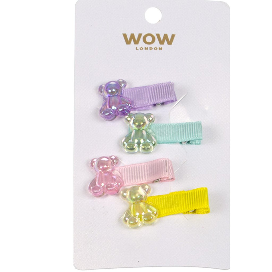 Wow Teddy Bear Hair Clip Assorted 4'S