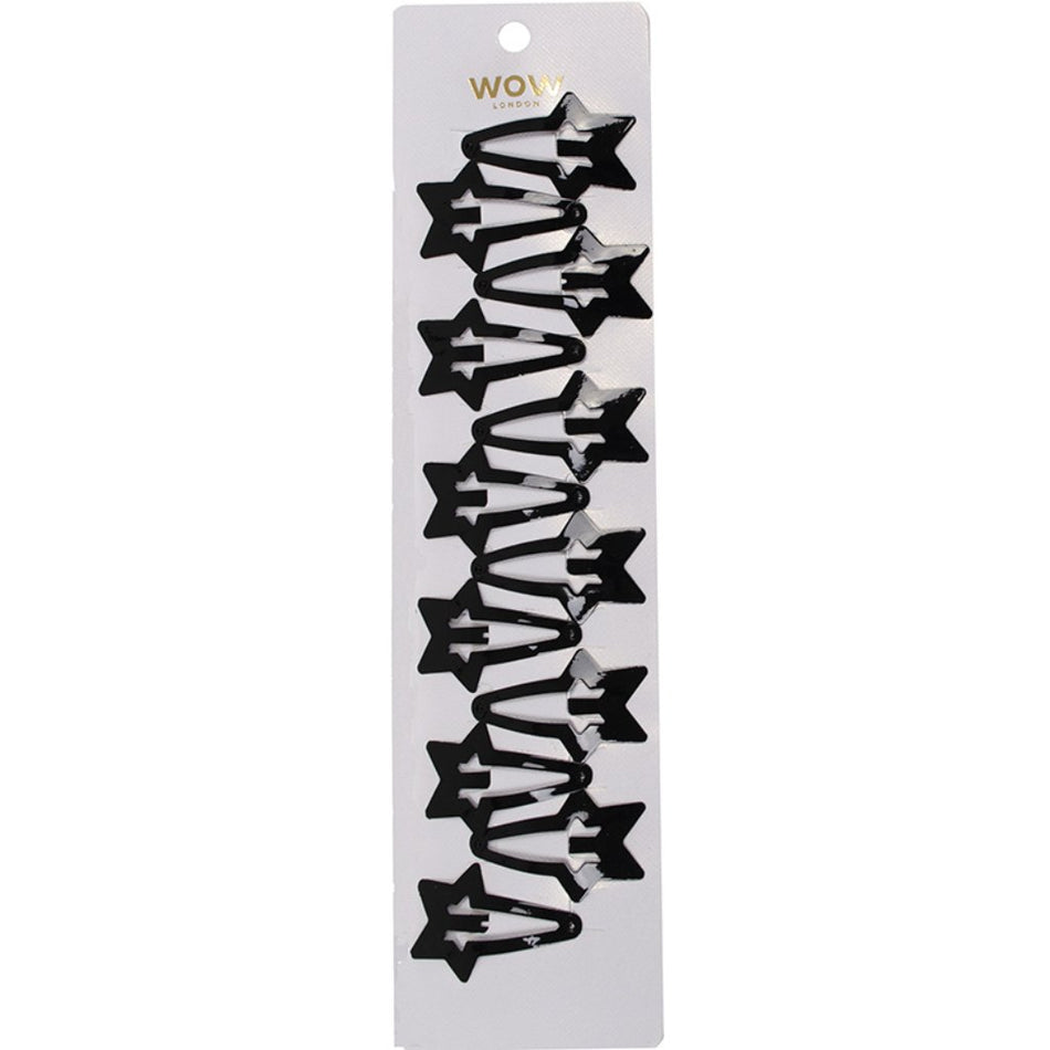 Wow Star Hair Snap Clip Black 12'S